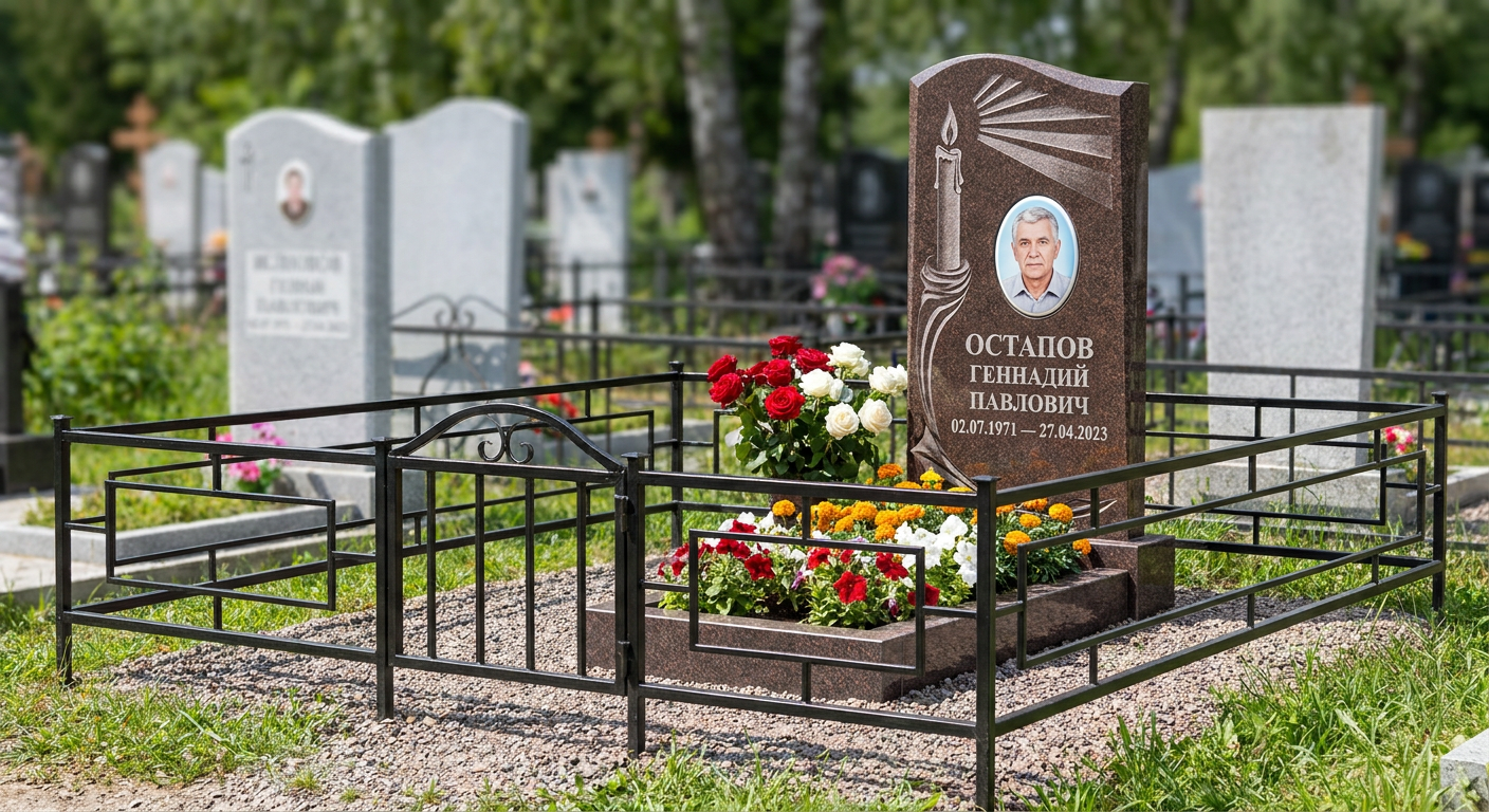 Пример дизайна: Памятник со свечой и лучом света из дымовского гранита